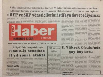 Giresun Son Haber 27 Şubat 1992 - Yüksek Okulda Çay Boykotu GZ34546 - 1