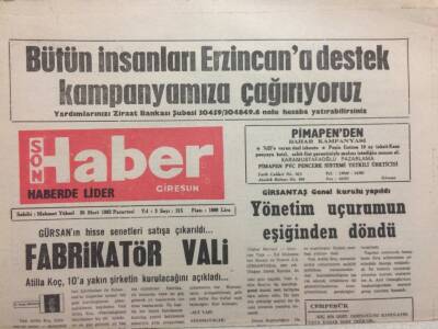 Giresun Son Haber 30 Mart 1992 - Fabrikatör Vali GZ34534 - 1