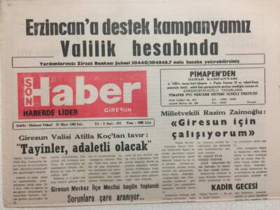 Giresun Son Haber 31 Mart 1992 - Rasim Zaimoğlu,Giresun İçin Çalışıyorum GZ34533 - 1