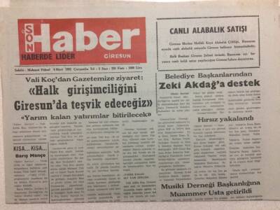 Giresun Son Haber 4 Mart 1992 - Yarım Kalan Yatırımlar Bitirilecek GZ34539 - 1