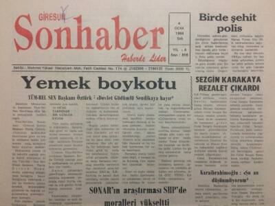 Giresun Son Haber 4 Ocak 1994 - Yemek Boykotu GZ38400 - 1