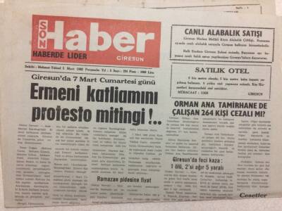 Giresun Son Haber 5 Mart 1992 - Ermeni Katliamını Protesto Mitingi! GZ34538 - 1