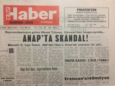 Giresun Son Haber 7 Nisan 1992 - ANAPta Skandal GZ34531 - 1