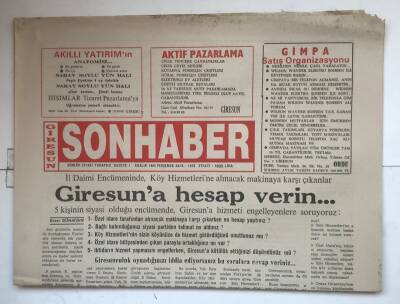 Giresun Son Haber Gazetesi 1 Aralık 1994 - Keşapta Kaza 5 Kayıp GZ7347 - 1