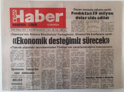 Giresun Son Haber Gazetesi 1 Ekim 1992 - Joponya Büyükelçisinden Giresun da Konferans Ekonomik Desteğimiz Sürecek GZ18171 - 1