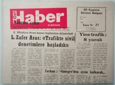 Giresun Son Haber Gazetesi 1 Eylül 1992 Ağaçlandırma Çalışmaları Kampanyalarla Destekleniyor -GZ37469 - 1