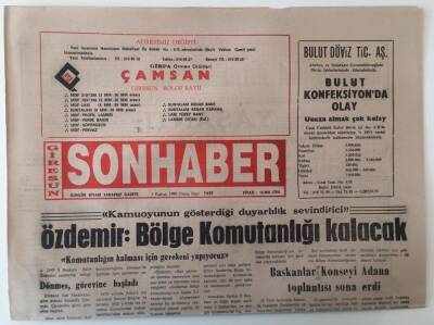 Giresun Son Haber Gazetesi 1 Kasım 1996 - Giresunsporda Tek Sorun Behçetin Sakatlığı Finale Adım Adım ... GZ18228 - 1