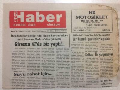 Giresun Son Haber Gazetesi 1 Nisan 1993 - Giresun 47de 1 Yaptı GZ38452 - 1