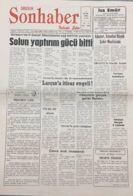 Giresun Son Haber Gazetesi 1 Nisan 1994 Larçına İtiraz Engeli GZ14170 - 1