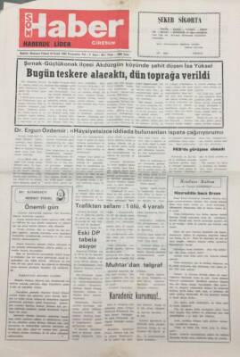 Giresun Son Haber Gazetesi 10 Eylül 1992 Galibiyet Primi 1 Milyon Lira GZ14149 - 1