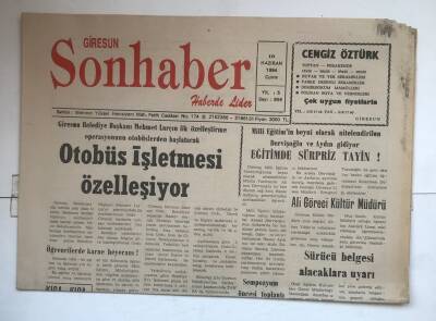 Giresun Son Haber Gazetesi 10 Haziran 1994 - Otobüs İşletmesi Özelleşiyor GZ7355 - 1