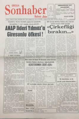 Giresun Son Haber Gazetesi 10 Mart 1994 Giresunluları 3.Sınıf Vatandaş Olarak Gösteren Mesut Yılmaza Öfke Yağdı GZ14156 - 1
