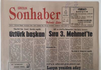 Giresun Son Haber Gazetesi 10 Ocak 1994 - ANAP Üç Milletvekilli Gövde Gösterisi Yaptı , Batlamalılar Dertli GZ18270 - 1