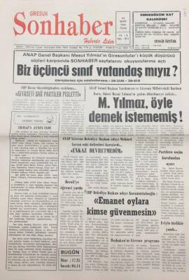 Giresun Son Haber Gazetesi 11 Mart 1994 Mesut Yılmaz Giresunlular İçin Söylediği Gafı Düzeltmeye Çalışıyor GZ14157 - 1
