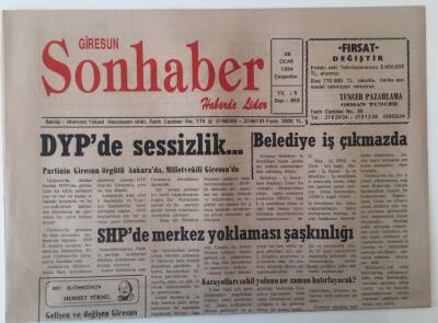 Giresun Son Haber Gazetesi 12 Ocak 1994 - SHPde Merkez Yoklaması Şaşkınlığı , Değişen Ve Gelişen Giresun Mehmet Yükselin Yazısı GZ18272 - 1