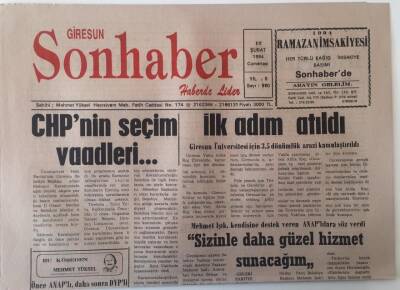 Giresun Son Haber Gazetesi 12 Şubat 1994 - İlk Adım Atıldı Giresun Üniversitesi 3.5 Dönümlük Arazi Kamulaştırıldı GZ18188 - 1