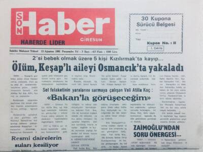Giresun Son Haber Gazetesi 13 Ağustos 1992 - Sahte Dolarcılar Yakayı Ele Verdi GZ40848 - 1