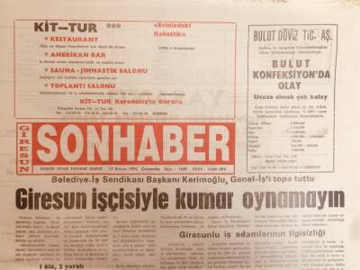 Giresun Son Haber Gazetesi 13 Kasım 1996 - Fındık İhracatı 179 Milyon Dolar GZ38718 - 1