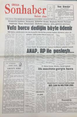 Giresun Son Haber Gazetesi 13 Nisan 1994 ANAP ,RP İle Paslaştı GZ14133 - 1