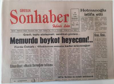 Giresun Son Haber Gazetesi 13 Ocak 1994 - Grevli , Toplu Sözleşmeli , Sendikalı Günlere Memur da Boykot Heyecanı GZ18254 - 1