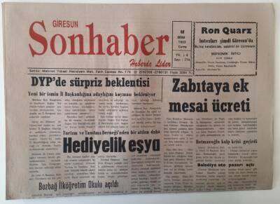 Giresun Son Haber Gazetesi 15 Ekim 1993 - Turizm Ve Tanıtma Derneğinden Bir Atılım Daha Hediyelik Eşya GZ18207 - 1