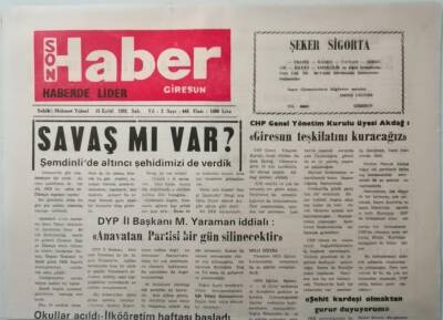 Giresun Son Haber Gazetesi 15 Eylül 1992 - 15 Bin Bosnalı Türkiyeye Sığındı -GZ37464 - 1