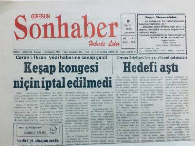 Giresun Son Haber Gazetesi 15 Eylül 1993 - Keşap Kongresi Niçin İptal Edilmedi? GZ41325 - 1