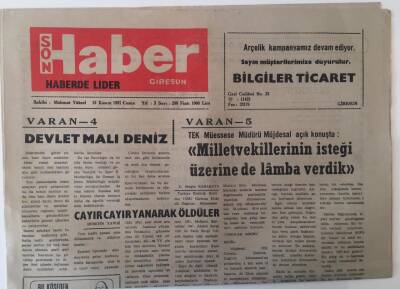 Giresun Son Haber Gazetesi 15 Kasım 1991 - Dünya Çocuk Kitapları Haftası Kutlanıyor GZ18242 - 1