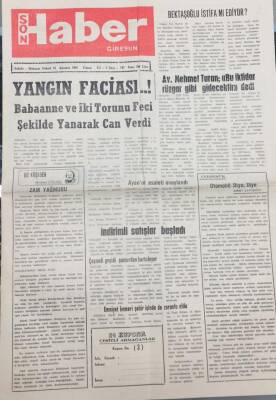 Giresun Son Haber Gazetesi 16 Ağustos 1991 Bektaşoğlu İstifa Mı Ediyor? GZ14096 - 1