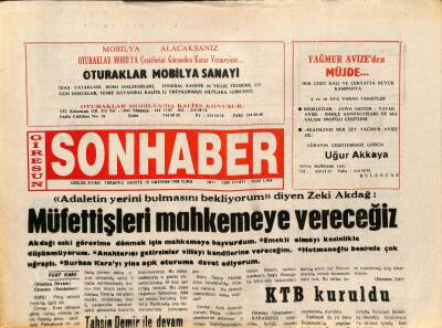 Giresun Son Haber Gazetesi 16 Haziran 1995 - Çıtlakkale Susuz GZ77844 - 1