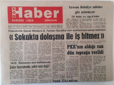 Giresun Son Haber Gazetesi 17 Mart 1993 -Giresunspor Neşeli ,Fındık 324,6 Milyon Dolar Döviz Getirdi GZ18250 - 1
