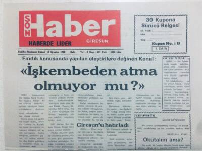 Giresun Son Haber Gazetesi 18 Ağustos 1992 - İşkembeden Atma Olmuyor Mu? GZ40844 - 1