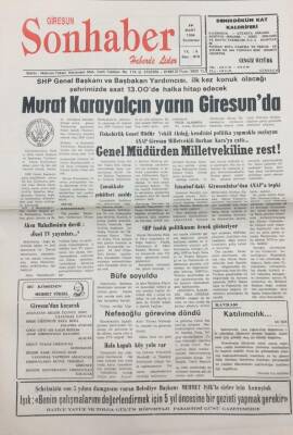 Giresun Son Haber Gazetesi 18 Mart 1994 Zeki Akdağ Burhan Karaya Çattı GZ14160 - 1