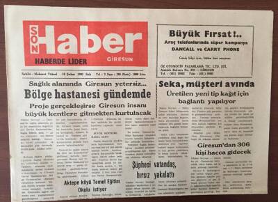 Giresun Son Haber Gazetesi 18 Şubat 1992 - Yaylalar Filme Alınıyor GZ10207 - 1