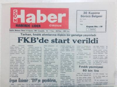 Giresun Son Haber Gazetesi 19 Ağustos 1992 - FKBde Start Verildi GZ40843 - 1