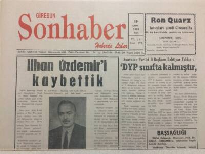 Giresun Son Haber Gazetesi 19 Ekim 1993 - DYP Sınıfta Kalmıştır GZ38412 - 1