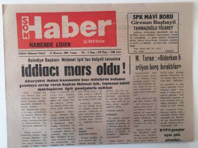Giresun Son Haber Gazetesi 19 Haziran 1992 - Validen Giresunspora Destek Sözü GZ18160 - 1
