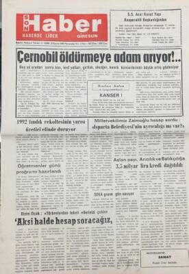 Giresun Son Haber Gazetesi 19 Kasım 1992Çernobil Öldürmeye Adam Arıyor GZ14110 - 1