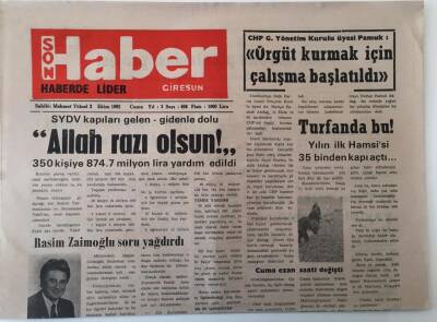 Giresun Son Haber Gazetesi 2 Ekim 1992 - Yılın İlk Hamsisi 35 Binden Kapı Açtı GZ18331 - 1