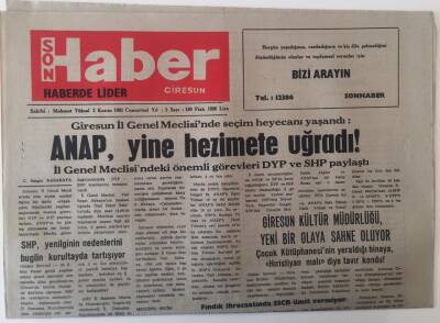 Giresun Son Haber Gazetesi 2 Kasım 1991 - Giresun İl Genel Meclisinde Seçim Heyecanı Yaşandı ANAP, Yine Hezimete Uğradı GZ18235 - 1