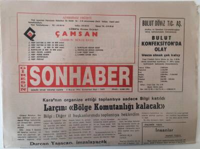 Giresun Son Haber Gazetesi 2 Kasım 1996 - Giresun Belediye Başkanı Mehmet Larçın Bölge Komutanlığı Kalacak Diyor GZ18226 - 1