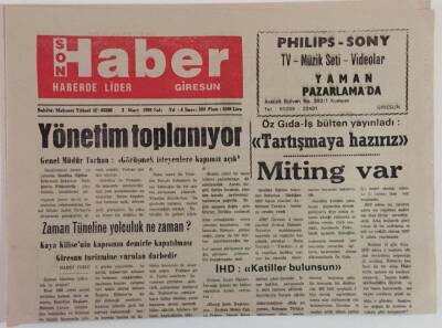 Giresun Son Haber Gazetesi 2 Mart 1993 - NATO Semineri Düzenlenecek , Öz Gıda- İş Bülten Yayınladı Tartışmaya Hazırız ,Miting Var GZ18360 - 1