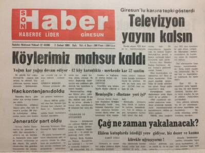 Giresun Son Haber Gazetesi 2 Şubat 1993 - Köylerimiz Mahsur Kaldı GZ34612 - 1