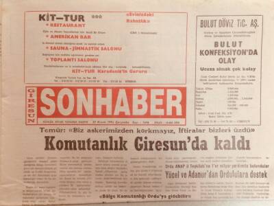 Giresun Son Haber Gazetesi 20 Kasım 1996 - Bölge Komutanlığı Orduya Gidebilir GZ38737 - 1