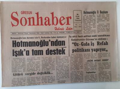 Giresun Son Haber Gazetesi 20 Ocak 1994 - Zorunlu Trafik Sigortasının Yeni Limitleri Saptandı , Öz-Gıda İş Refah Politikası Yapıyor GZ18190 - 1