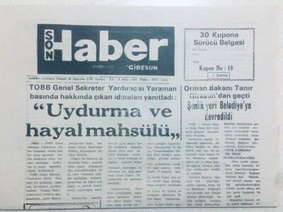 Giresun Son Haber Gazetesi 21 Ağustos 1992 - Uydurma Ve Hayal Mahsülü GZ40841 - 1