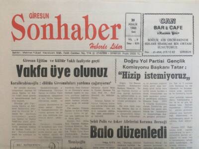 Giresun Son Haber Gazetesi 21 Aralık 1993 - Vakfa Üye Olunuz GZ35228 - 1