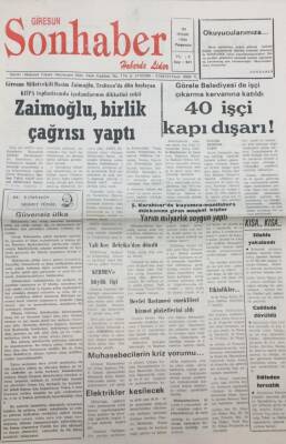 Giresun Son Haber Gazetesi 21 Nisan 1994 Görele Belediyesinde 40 İşçi Kapı Dışarı GZ14139 - 1