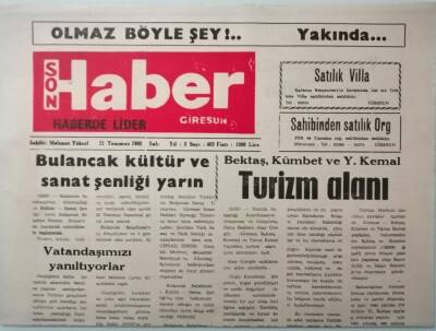 Giresun Son Haber Gazetesi 21 Temmuz 1992 Vatandaşımızı Yanıltıyorlar -GZ37458 - 1