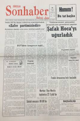 Giresun Son Haber Gazetesi 22 Eylül 1993 Şafak Baykanı Uğurladık GZ14190 - 1